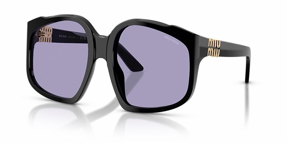 MIU MIU MU A07S 16K01O Black Gold Violet Lens Women XL Sunglasses AUTHENTIC